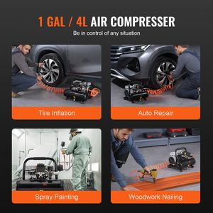 เครื่องอัดอากาศแบบไร้น้ำมัน 1 แรงม้า 1.5 CFM 90PSI พร้อมถังเหล็กขนาด 1 แกลลอน แรงดันสูงสุด 120PSI เสียงเงียบพิเศษ 78dB เครื่องอัดอากาศแบบพกพา - Product Image 2