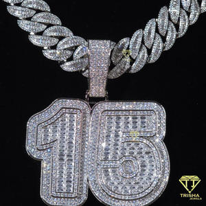จี้เพชรโมอิสซาไนต์สุดหรูขนาด 15 นิ้ว พร้อมสร้อยคิวบันแบบ Iced Out สไตล์ฮิปฮอป ของขวัญสำหรับผู้ชายและผู้หญิง - Product Image 1