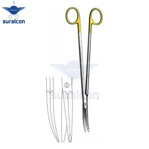 Ciseaux Gorney 17 cm (6-3/4 pouces) à pointes plates courbées, en carbure de tungstène TC doré, ciseaux chirurgicaux en acier inoxydable de précision - Product Image 2
