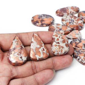 Wholesale Radha Arts Natural Copper Dolomite Gemstone Cabochon (White and Gold 25-40mm) for Earrings Rings & Pendants - Product Image 2