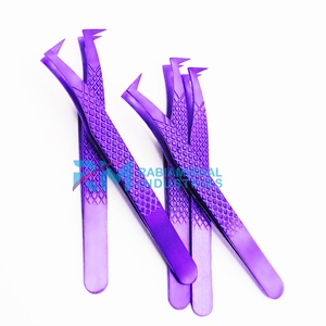Ensemble de pinces à cils RMI Purple Eyelash Extension avec étui magnétique de couleur violette, étiquette privée, pinces en acier inoxydable de haute qualité - Product Image 4