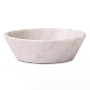 Cuenco Decorativo de Mármol Pulido Hecho a Mano con Base Elevada, Moderno y Artístico, para Servir Frutas, Decorar la Mesa o la Encimera - Product Image 1