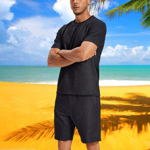 Ensemble de survêtement décontracté d'été pour hommes, coupe régulière, pour le sport, le jogging et la plage, t-shirt et short, ensemble d'été - Product Image 5