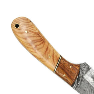 Cuchillo de caza de acero de Damasco con mango de madera, hoja de punta caída y borde biselado, calidad DIY, 0.7mm de espesor - Product Image 6