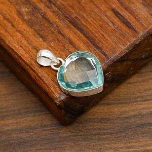 Pendentif en Apatite aquatique, pierre précieuse faite à la main en argent sterling 925, magnifique bijou spirituel, cadeau pour grand-mère - Product Image 6