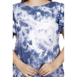 Robes imprimées tie-dye en rayonne coupe classique pour femmes, couleur bleue, style vintage du Rajasthan, prix de gros, en gros - Product Image 1