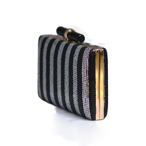 Premium Black and Silver <b>Sequins</b> Fabric Clutch Designer <b>Handbag</b> for Women Party and Wedding Wear - Product Image 2