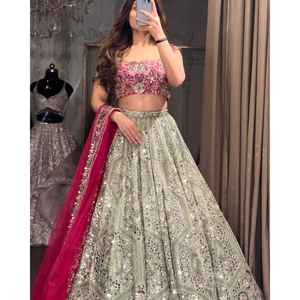Diseñador Vestidos de Noche Hermoso Bordado Trabajo Lehenga Choli - Product Image 6