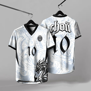 T-shirt d'été pour homme à col en V, uniforme de sport, personnalisable avec numéro, logo et motif, vêtements de sport pour matchs, tenue d'équipe sur mesure - Product Image 5