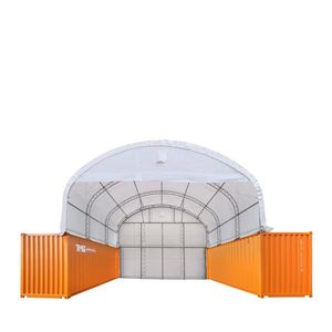Container Shelter a Doppia Tralicciatura 30FT X 20FT con Copertura in PVC Resistente da 17 oz, Parete Terminale Chiusa e Frontale Apribile TMG DT3020CF - Capanno di Stoccaggio - Product Image 2