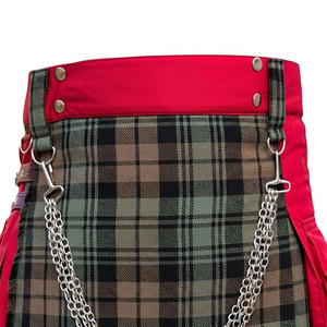 Kilt écossais hybride pour femme, fait main, en coton rouge, avec plis en tartan de clan, tailles traditionnelles - Product Image 3