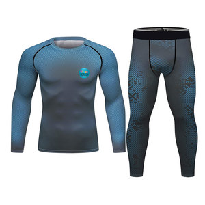 Custom Made Solid Front Gym Running Compression Suits for Men High Quality Spandex/Polyester Eco-Friendly Breathable 2-Piece Set - Product Image 1