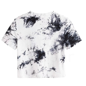 <b>Men's</b> <b>Tie</b>-Dye Short Sleeve O-Neck T-Shirt Casual Knitted Regular Fit Print Pattern White <b>Black</b> - Product Image 1