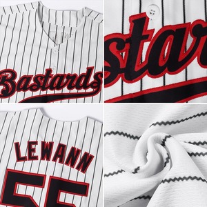 Camiseta de Béisbol Personalizada para Mujer, Blanca con Rayas, Cuello en V, Manga Corta, Ajustada, 100% Poliéster, Impresión Serigrafiada con Nombre y Número Personalizados - Product Image 4