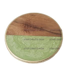 Indian handmade Wood and Resin Round Shape Brown & <b>Green</b> <b>Coaster</b> Manufacturer High Quality Decorative Model Style At Best Price - Product Image 1