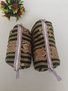Tiger Green Stripe Block Printed Durable Cotton Zipper <b>Makeup</b> <b>Case</b> Indian Pouches Travel Cosmetic Practical - Product Image 5
