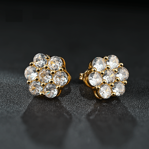 Elegantes Pendientes Redondos de Diamantes con Forma de Flor, Cultivados en Laboratorio, Certificados por IGI, Color D E F, Claridad VVS VS, Oro, Oro Rosa, Oro Blanco, Plata - Product Image 3
