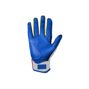 White Blue Yellow <b>Red</b> Leather Baseball/Softball Batting <b>Gloves</b> Right Hand Padded Hook And Loop Closure Unisex Adult Training OEM - Product Image 4