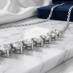 3.00 CTW Lab Grown E Color Brilliant Cut Prong-Set Curved Diamond <b>Pendant</b> Necklace 9K <b>Solid</b> <b>Gold</b> for Certified Matching Chain - Product Image 2