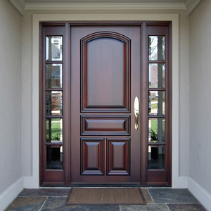 Porte d'entrée principale moulée en bois massif GA-45S avec panneau latéral vitré et support technique en ligne - Product Image 1