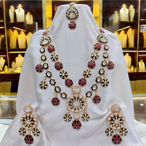 Juego de Collar de Novia de Diseño Exclusivo Jewelemarket 10575436PGR con Piedras Polki Kundan, Circonitas y Perlas de Imitación para Uso Diario, Joyería Fina - Product Image 3