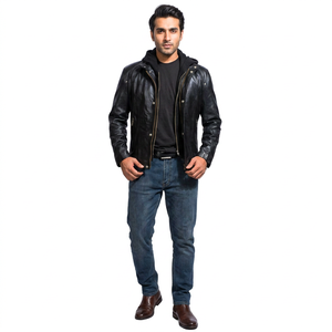 Fully Customized Genuine Cowhide <b>Leather</b> <b>Jacket</b> for <b>Men</b> Winter Warm Vintage Style Linen Lining 320g Fabric Weight Made Pakistan - Product Image 3