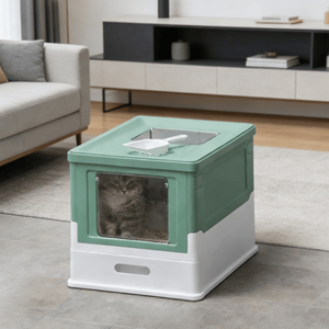 Bac à litière pour chat en acier inoxydable avec enclos, accessoire haut de gamme pour le confort félin - Product Image 5