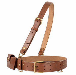 Ceinture en cuir marron de qualité supérieure, bandoulière réglable, accessoire de style formel pour événements et fonctions - Product Image 2