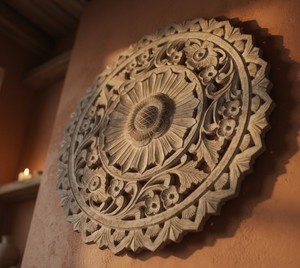 Adhesivo Decorativo de Pared con Mandala Redondo Tradicional de MDF, Diseño Artístico Indio para Apartamentos, Oficinas y Espacios de Vivienda - Ocasiones de Cumpleaños y Diwali - Product Image 5