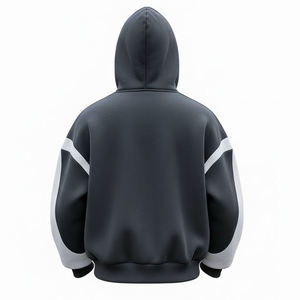 Vente en gros de sweats à capuche zippés personnalisés à la mode avec logo, en coton/polyester écologique, doublure polaire 310G, coupe longue - Product Image 6