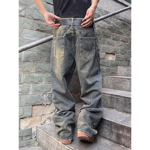 Jean baggy rétro pour homme, coupe large, style streetwear, pantalon décontracté vintage noir - Product Image 2