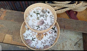 โถถาดกลม MDF ขัดเงาพร้อมพิมพ์ pichwai ของตกแต่งบ้านของขวัญคืนพิมพ์ลายเคลือบสำหรับงานแต่งงานขึ้นบ้านใหม่หรือ Diwali - Product Image 4