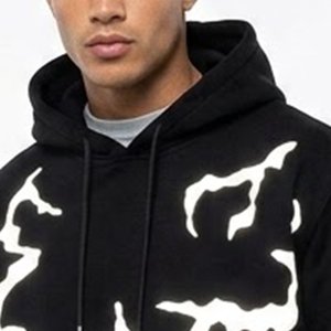 New Arrival Custom Logo <b>Men's</b> High Quality Black Hooded <b>Sweatshirt</b> With <b>White</b> Print Regular Fit Cotton Fleece Casual Autumn Wear - Product Image 5