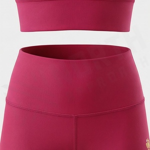 Ensembles de fitness et yoga pour femmes, tenues d'entraînement sans couture, couleur unie personnalisable, effet froncé aux fesses, vêtements de sport actifs - Product Image 5