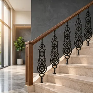 European Style Wrought Iron <b>Stair</b> Railing <b>Handrail</b> Ornate Cast Metal Baluster Spindle Indoor Staircase - Product Image 3