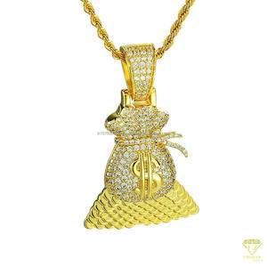 Money Bag Pendant With VVS Moissanite Diamond in 925 Sterling Silver Hip Hop Jewelry - Product Image 2