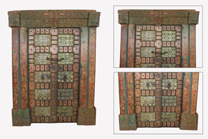 Puerta Principal de Madera Pintada a Mano Haswani Handicrafts con Marco, Puerta Tradicional Hecha a Mano - Product Image 2