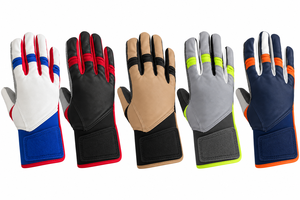 Gants de frappeur de baseball personnalisés en cuir Cabretta avec manchette longue et jointures en Spandex extensible, pour adultes et jeunes, couleur d'équipe, OEM - Product Image 6