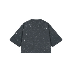 T-shirt unisexe personnalisé à strass, col rond, coupe ample et épaisse, épaules tombantes, style Hip Hop, coupe carrée pour hommes - Product Image 3