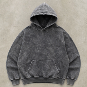 Sweat à capuche décontracté pour homme en coton lavé, coupe classique, couleur unie, avec poche avant, en tissu polaire anti-boulochage, idéal pour le printemps - Product Image 1