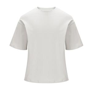 เสื้อยืดคอกลมแขนสั้นสีพื้นทรงโอเวอร์ไซส์สำหรับผู้ชาย ทรงปกติ ไหล่ตก ผ้าฝ้ายลำลอง เสื้อยืดพื้นฐาน ผ้าถัก - Product Image 5