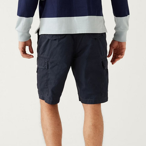 Shorts cargo pour hommes, taille mi-haute, fermeture boutonnée, vêtements décontractés, tissu Oxford respirant, couleur unie, poches - Product Image 3