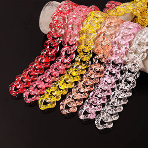 Collar, Pendientes y Pulsera de Eslabones Cubanos de Resina Acrílica Transparente con Hebilla de Liberación, de 23.5*23mm, de Moda - Product Image 2