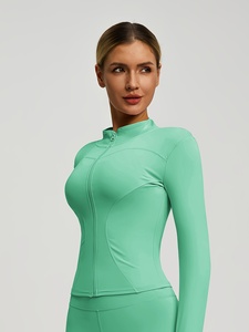 Women's Stand Collar Zip up Long Sleeve <b>Yoga</b> <b>Jacket</b> Slim Fit Quick Dry Running Sports Top Moisture Wicking Gym Wear - Product Image 3
