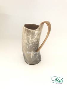 Mug à bière en corne de buffle, couleurs naturelles personnalisées, fait main avec base en bois, personnalisation du logo par UO INDIA - Product Image 2