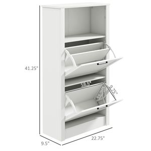 Freestanding Shoe Cabinet with 2 Flip Drawers and Adjustable Shelves <b>Open</b> Compartment Entryway Hallway Shoe Racks <b>Storage</b> - Product Image 3