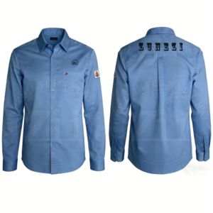 Chemise de travail résistante au feu ZUNEZI bleu clair à manches longues avec manches en coton et patch logo - Product Image 4