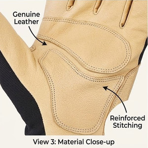 Gants de travail en cuir de chèvre de qualité supérieure, durables, pour la construction et la mécanique, paume rembourrée pour résistance aux vibrations, antidérapants - Product Image 5