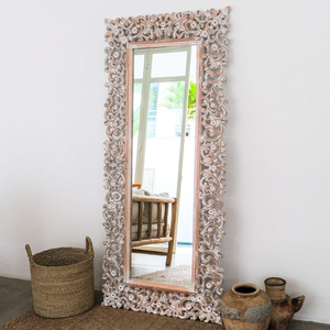 Carved pillar wood full length <b>mirror</b>, royal antique floor dressing <b>mirror</b>, available at wholesale prices. - Product Image 2