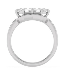 Magnifique bague ovale en or rose 10K avec diamant de laboratoire taille étagée est-ouest 2,50 CTW - Product Image 4